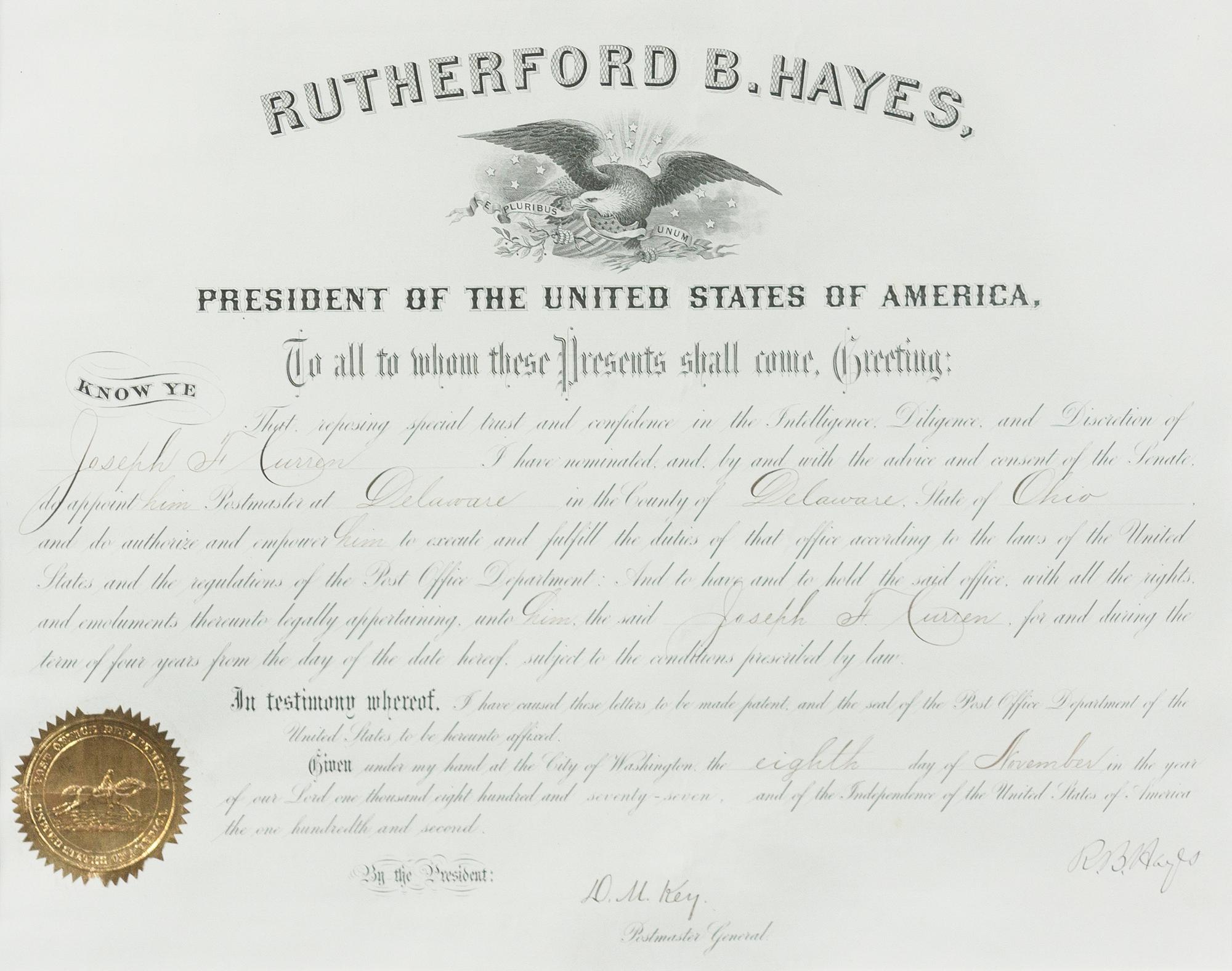 HAYES, Rutherford B. (1822-1893)