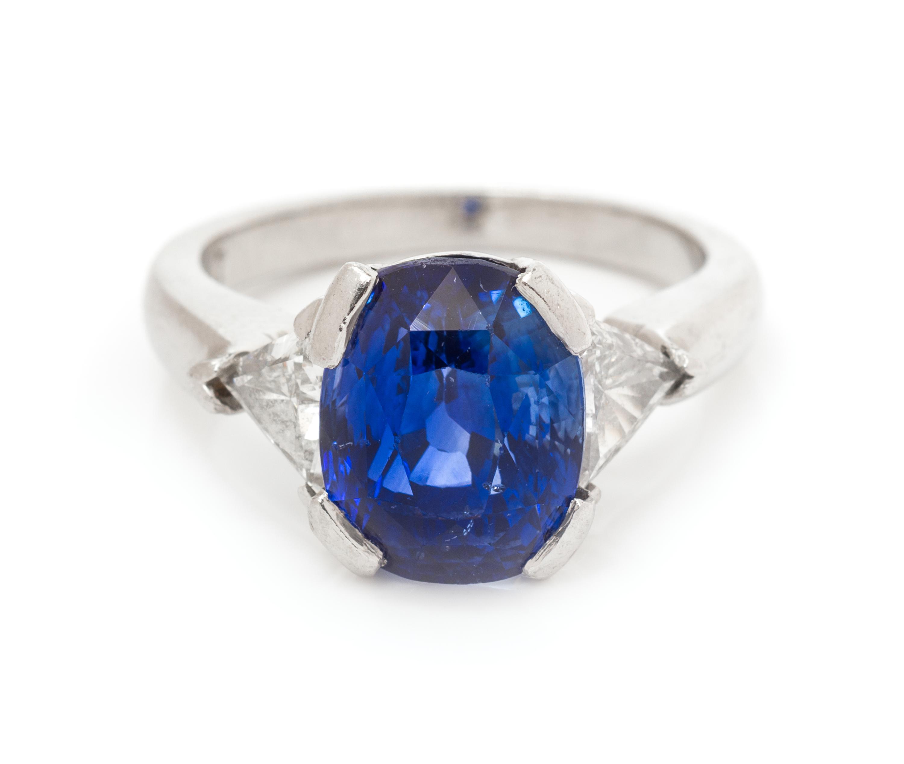 A Platinum, Sapphire and Diamond Ring, 6.10 dwts.