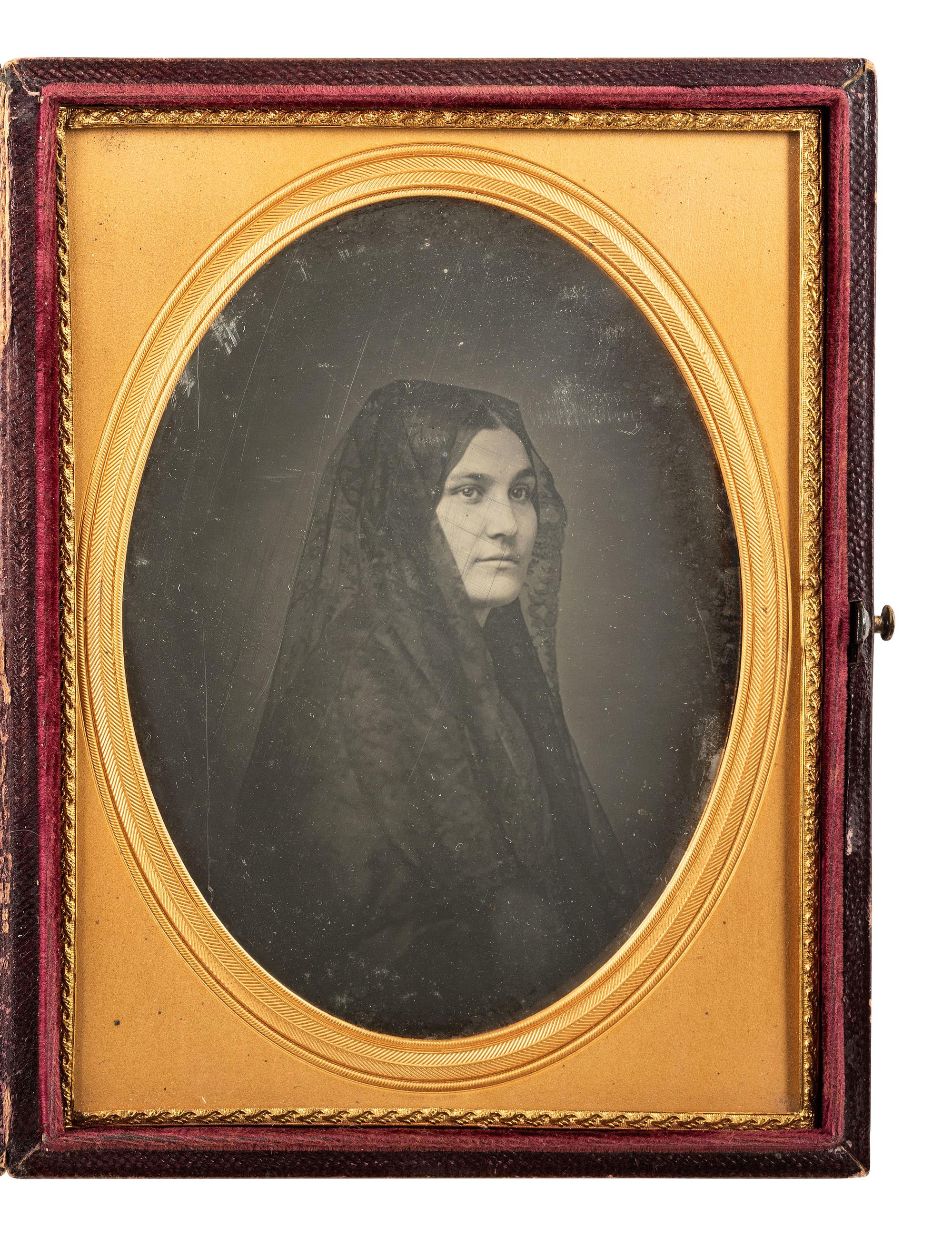 [EARLY PHOTOGRAPHY - CALIFORNIA]. Half plate daguerreotype of Dona Ana Maria de la Guerra (b.1821) of Santa Barbara, wife of noted Californian Alfred Robinson (1806-1895). N.p., n.d.