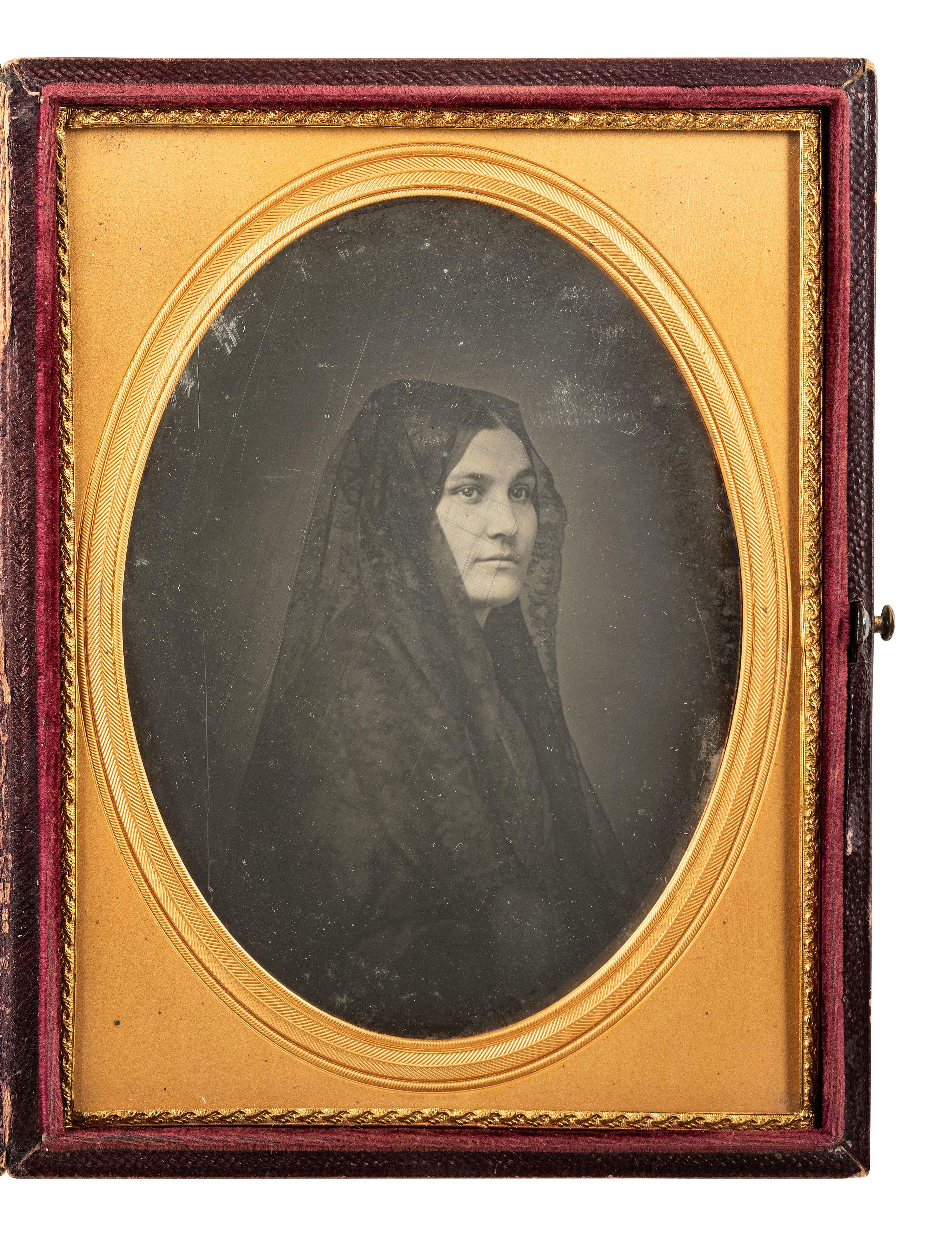 [EARLY PHOTOGRAPHY - CALIFORNIA]. Half plate daguerreotype of Dona Ana Maria de la Guerra (b.1821) of Santa Barbara, wife of noted Californian Alfred Robinson (1806-1895). N.p., n.d.