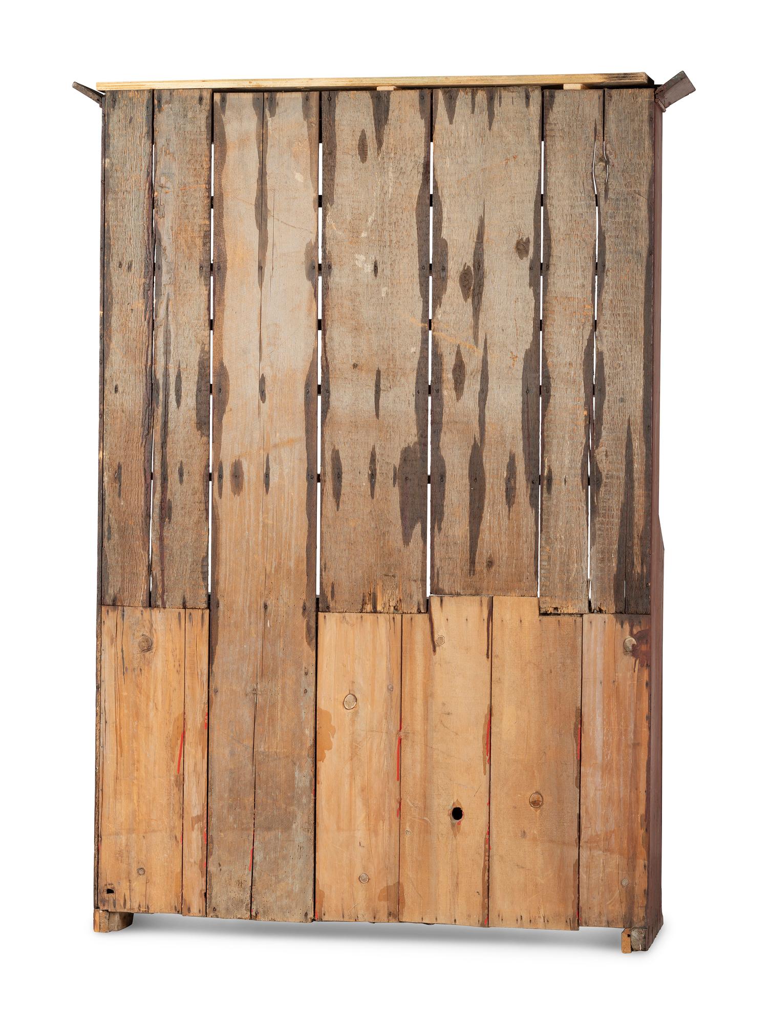 A Country Red-Stained Pine Step-Back Dish Rack