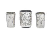A Group of Eleven Russian Silver Table Articles