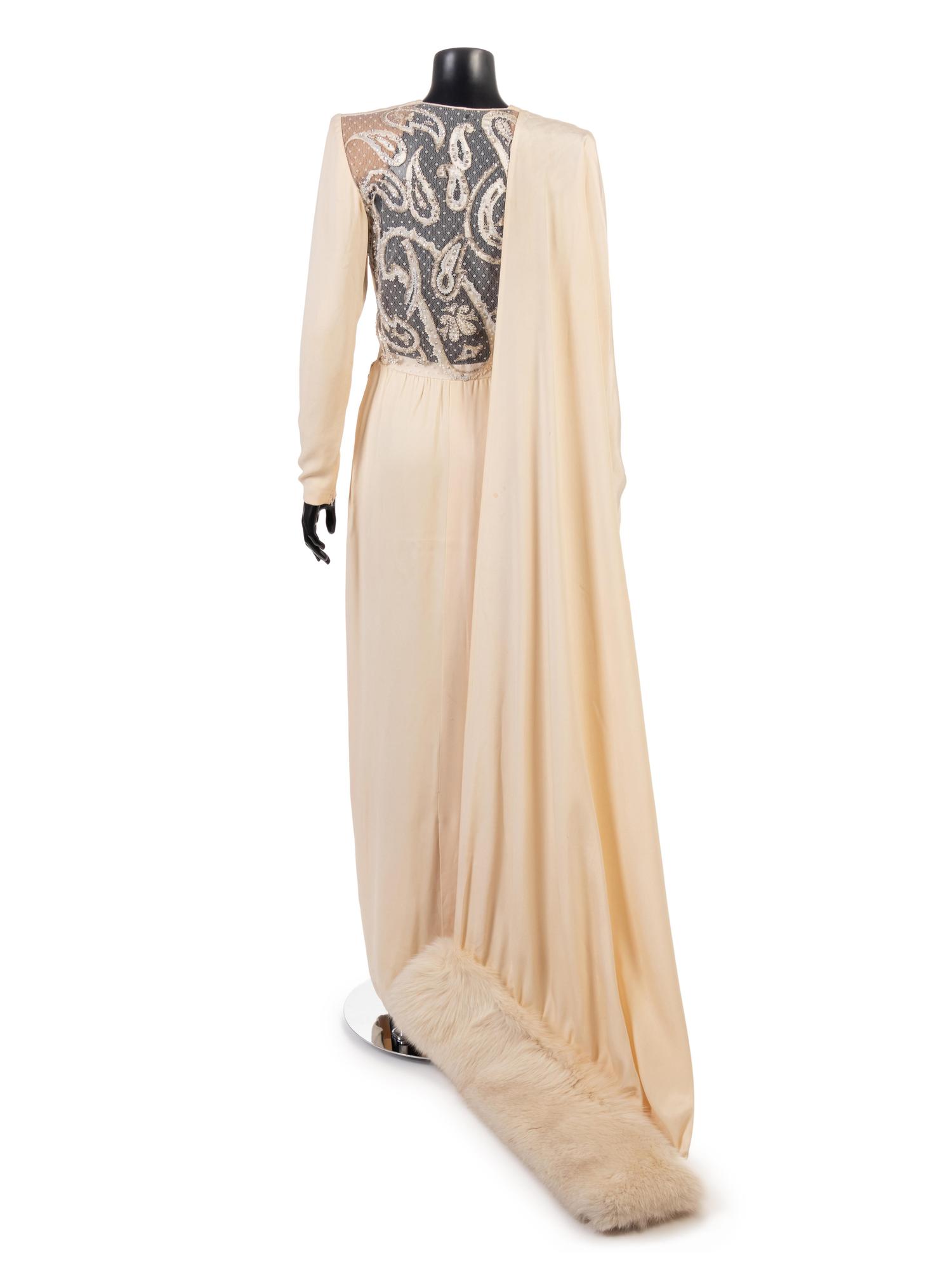 Valentino Couture Evening Dress with Fur Trimmed Wrap From Ebony Fashion Fair, 1980s