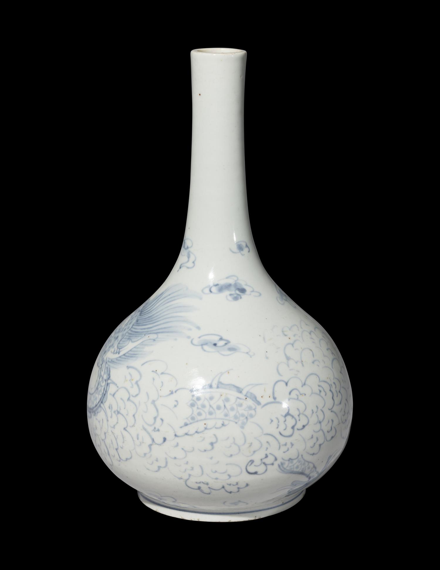 A Korean Blue and White Porcelain 'Dragon' Bottle Vase