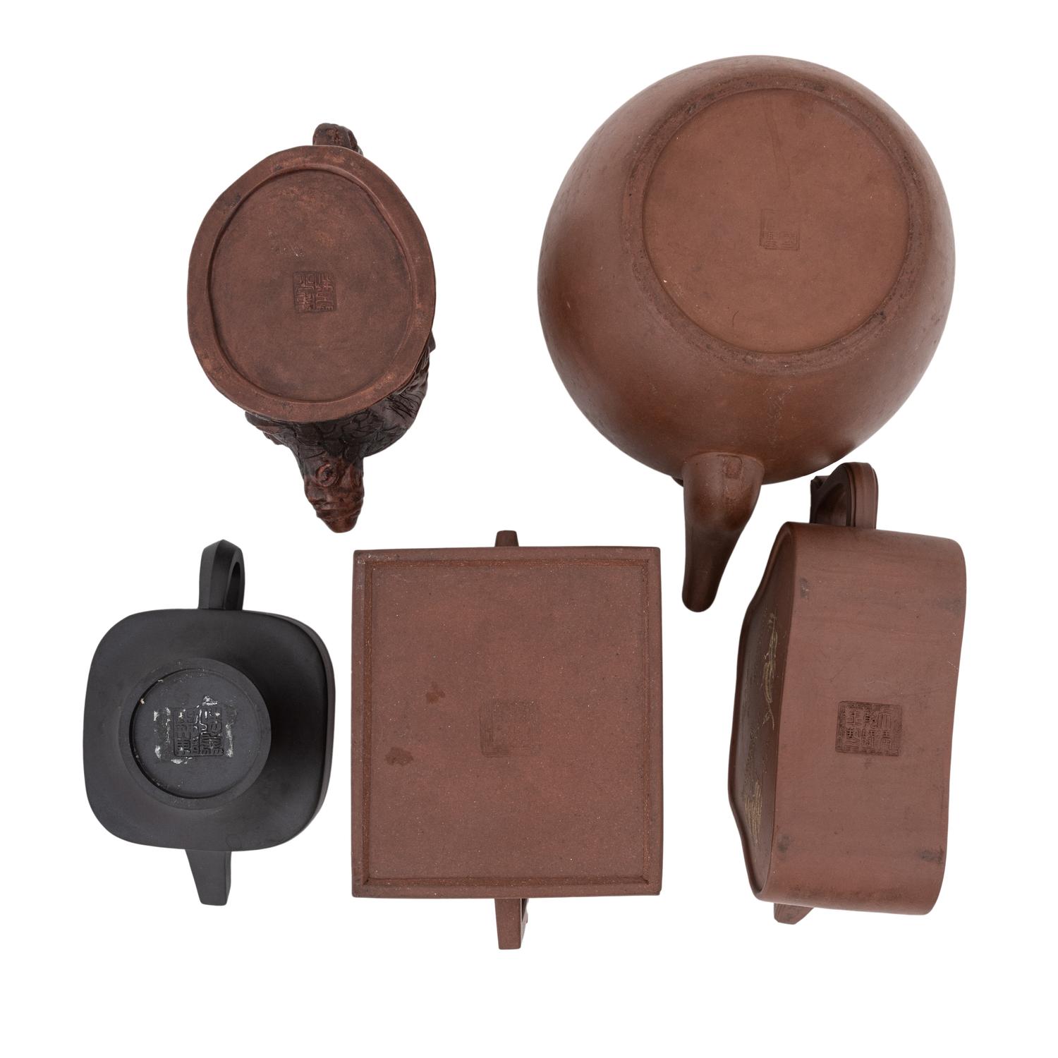 Five Chinese Yixing Zisha Pottery Teapots