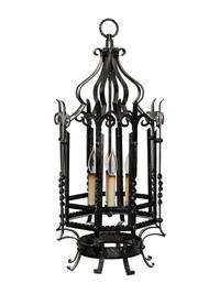 A Baroque Style Wrought Metal Hall Lantern