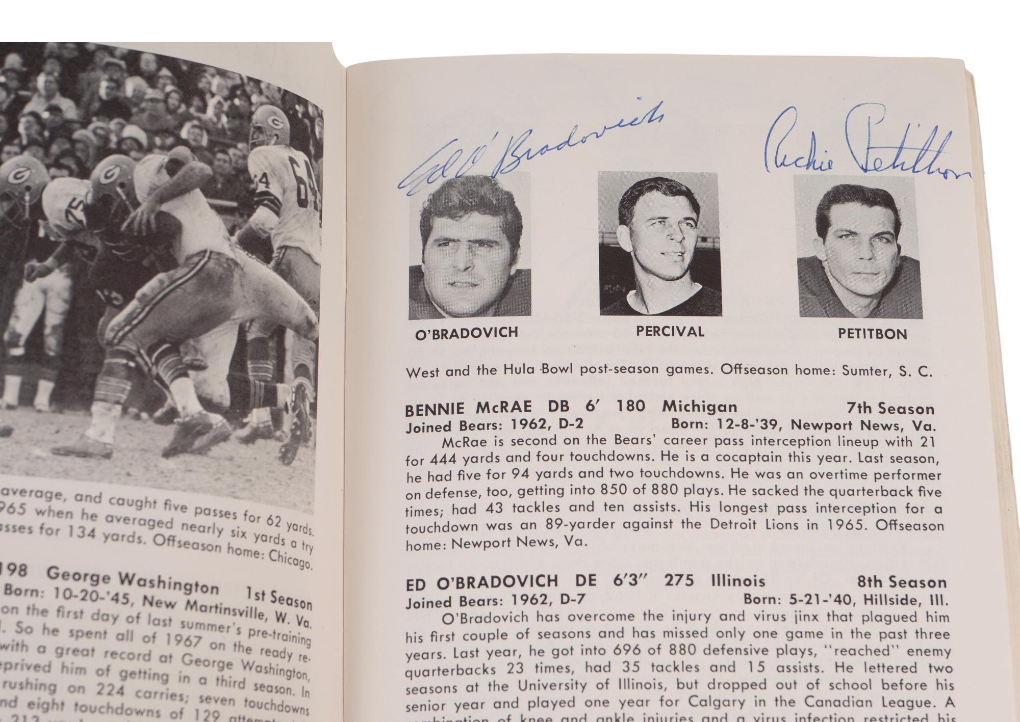A 1968 Chicago Bears Signed Autograph Media Guide Including George Halas and Gale Sayers (PSA Authentic),