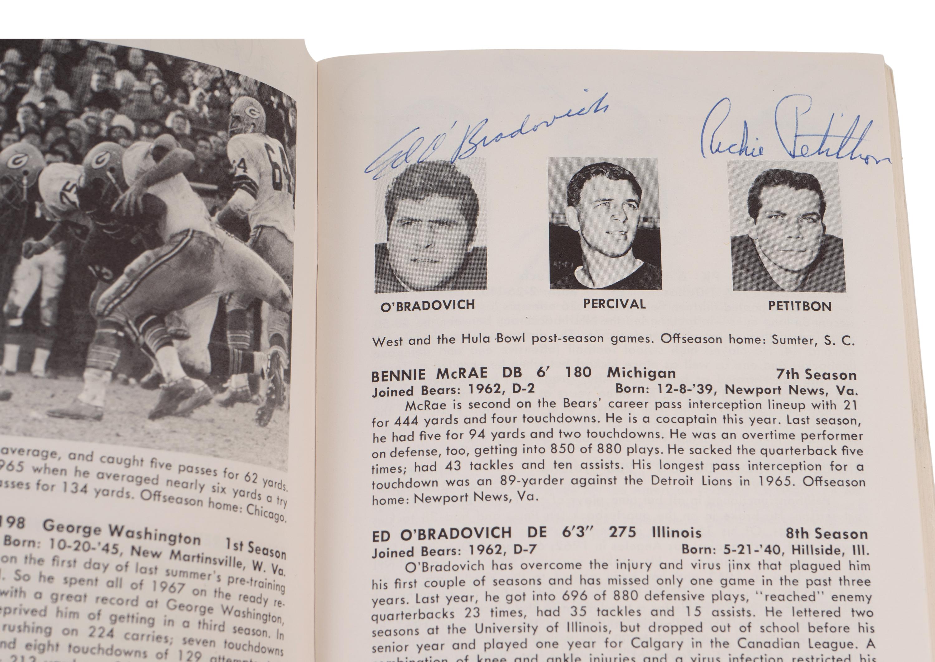 A 1968 Chicago Bears Signed Autograph Media Guide Including George Halas and Gale Sayers (PSA Authentic),