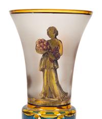 A Continental Polychromed and Gilt Decorated Glass Vase