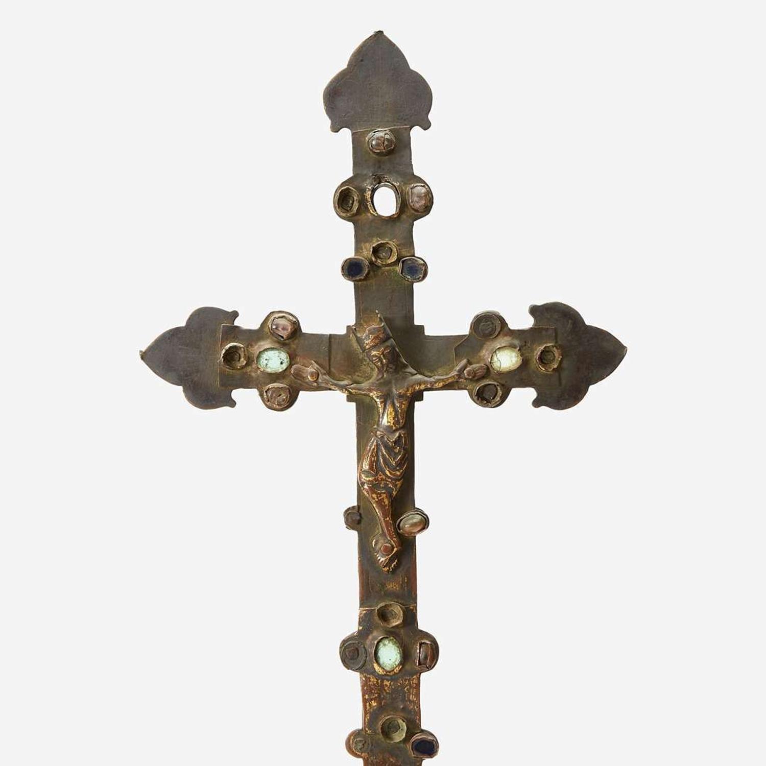 A Copper Processional Crucifix Limoges, 13th century