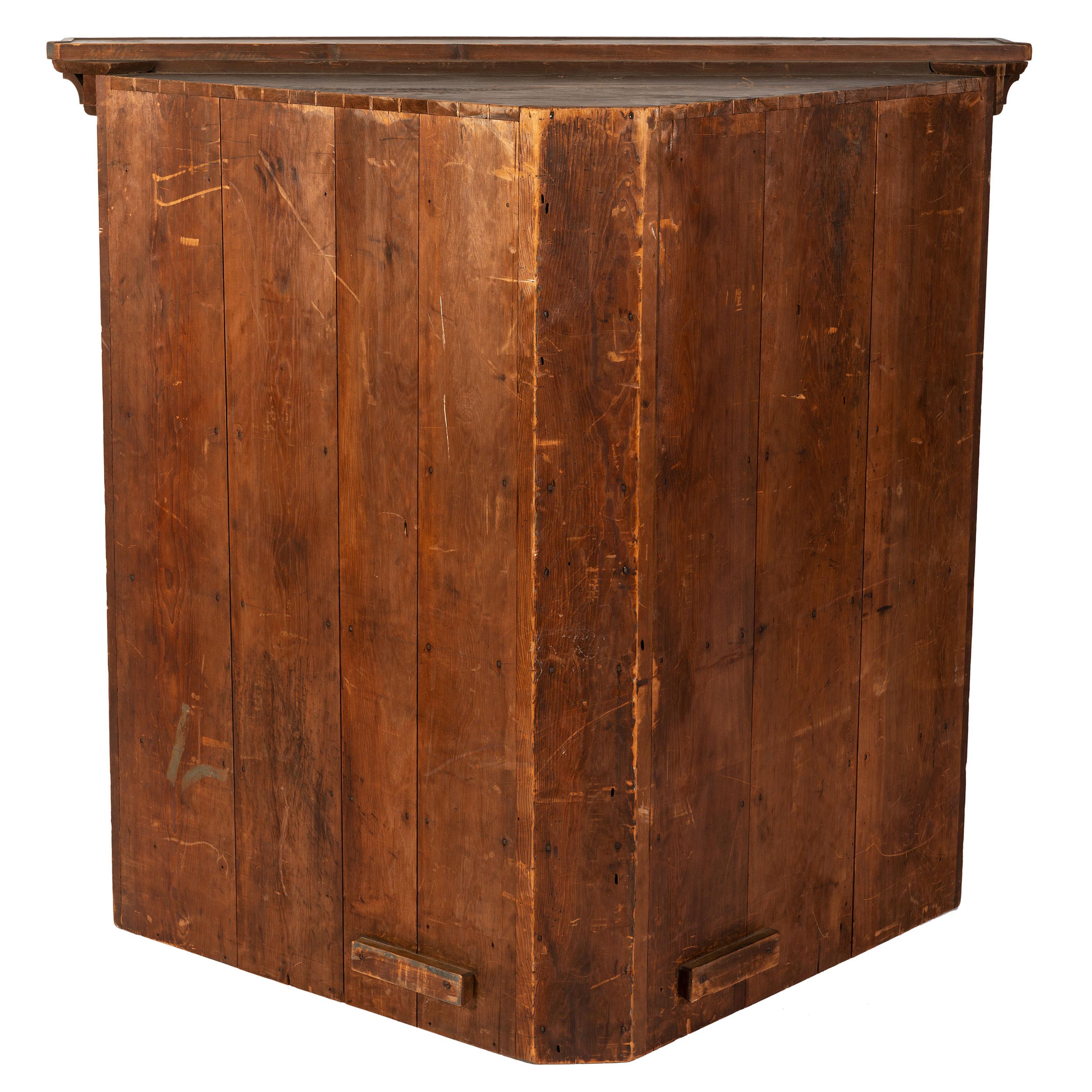 A Federal Red Painted Walnut Corner Cupboard