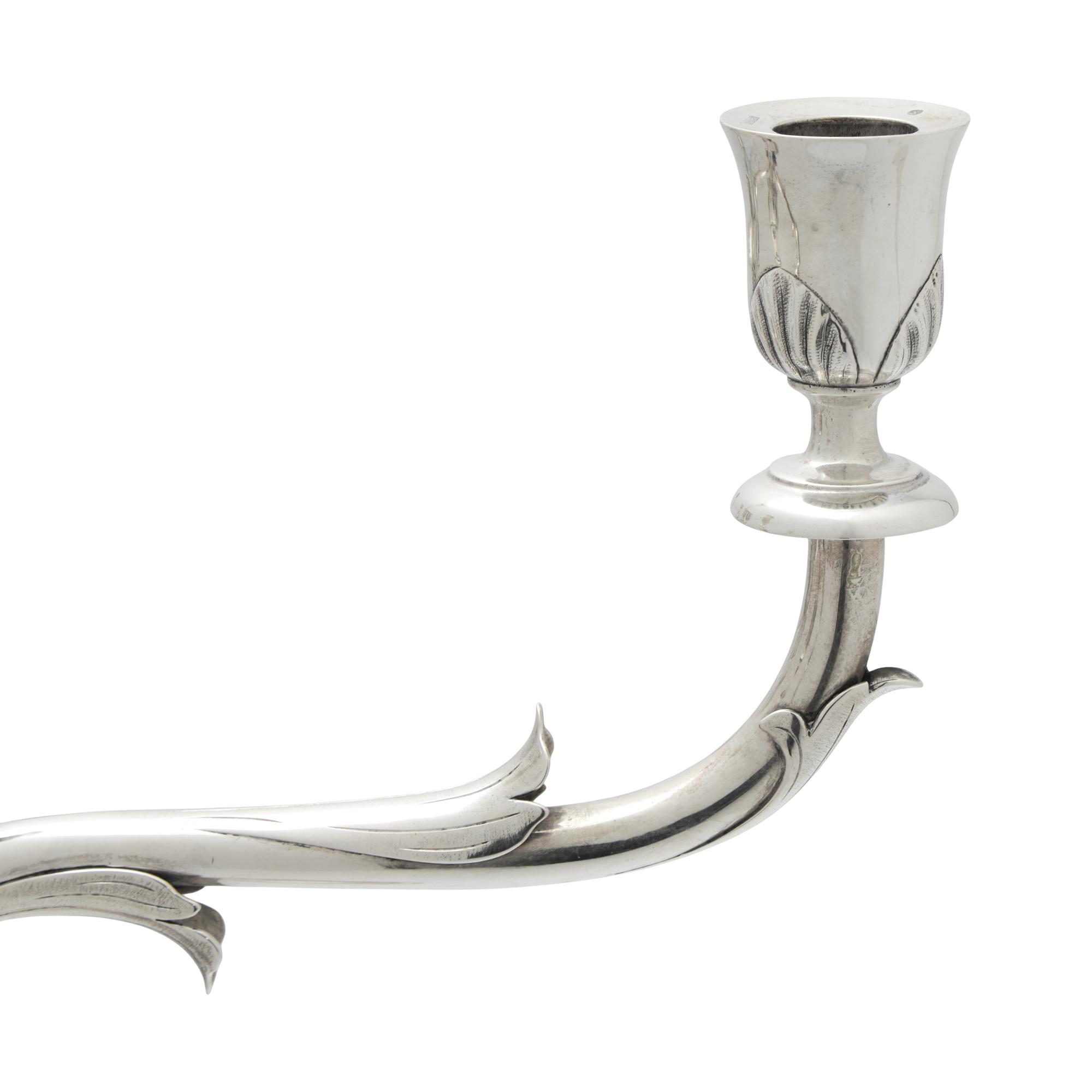 A Pair of Danish Silver Four -Light Candelabra
