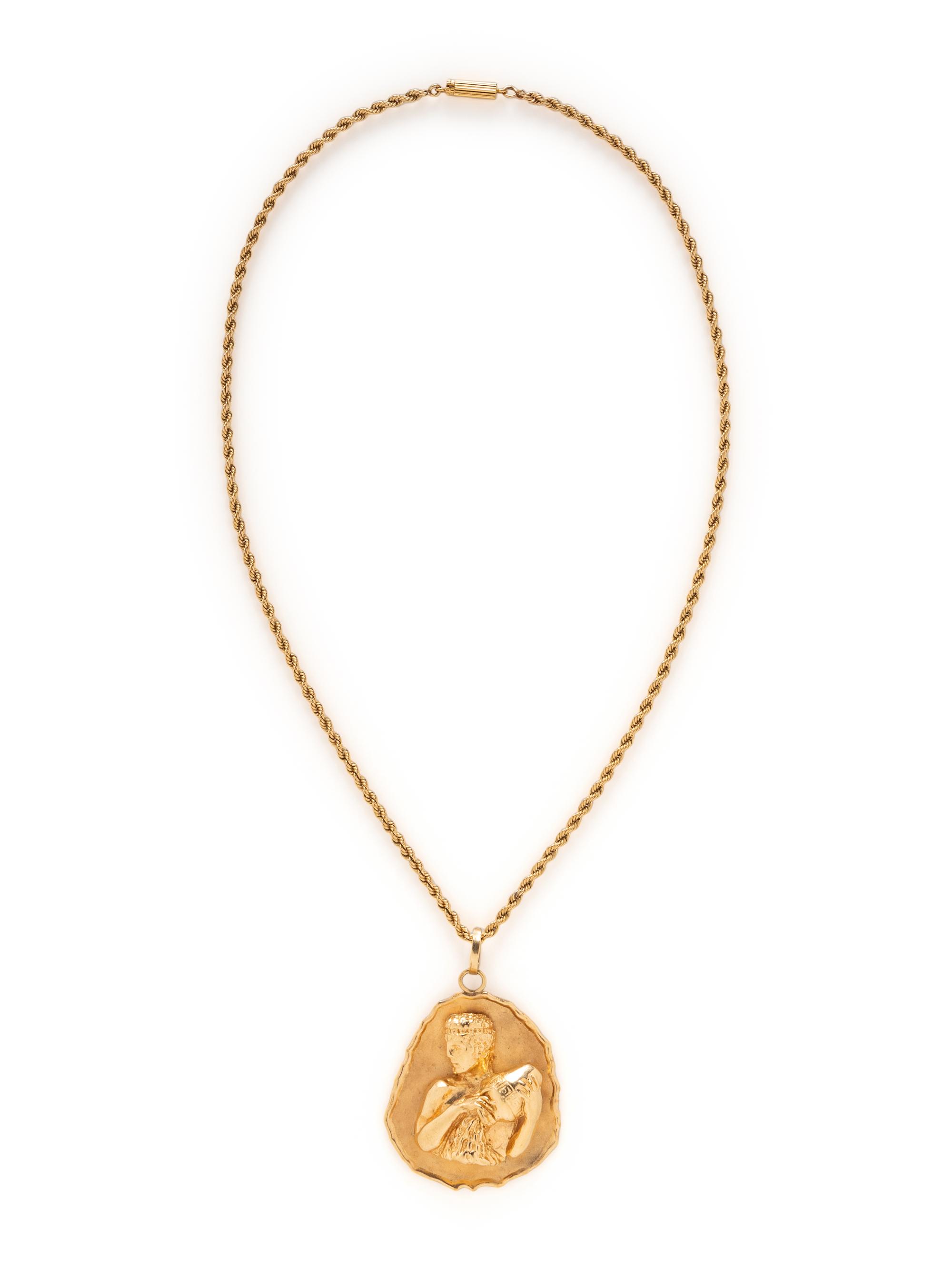 YELLOW GOLD AQUARIUS PENDANT/NECKLACE