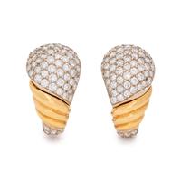BICOLOR GOLD AND DIAMOND EARCLIPS