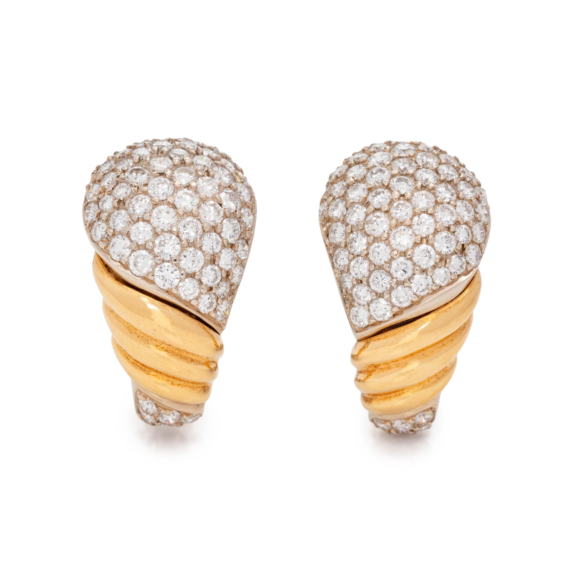 BICOLOR GOLD AND DIAMOND EARCLIPS