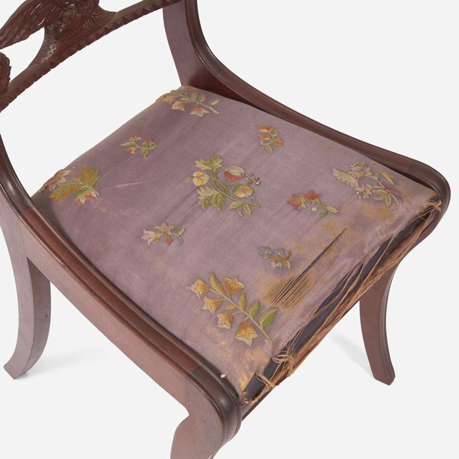 A set of five Federal carved mahogany eagle-back klismos side chairs New York, NY, circa 1820