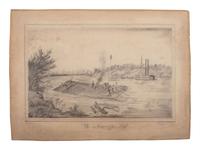 [GENERAL AMERICANA]. Pencil sketch of Mississippi River scene, 1860.
