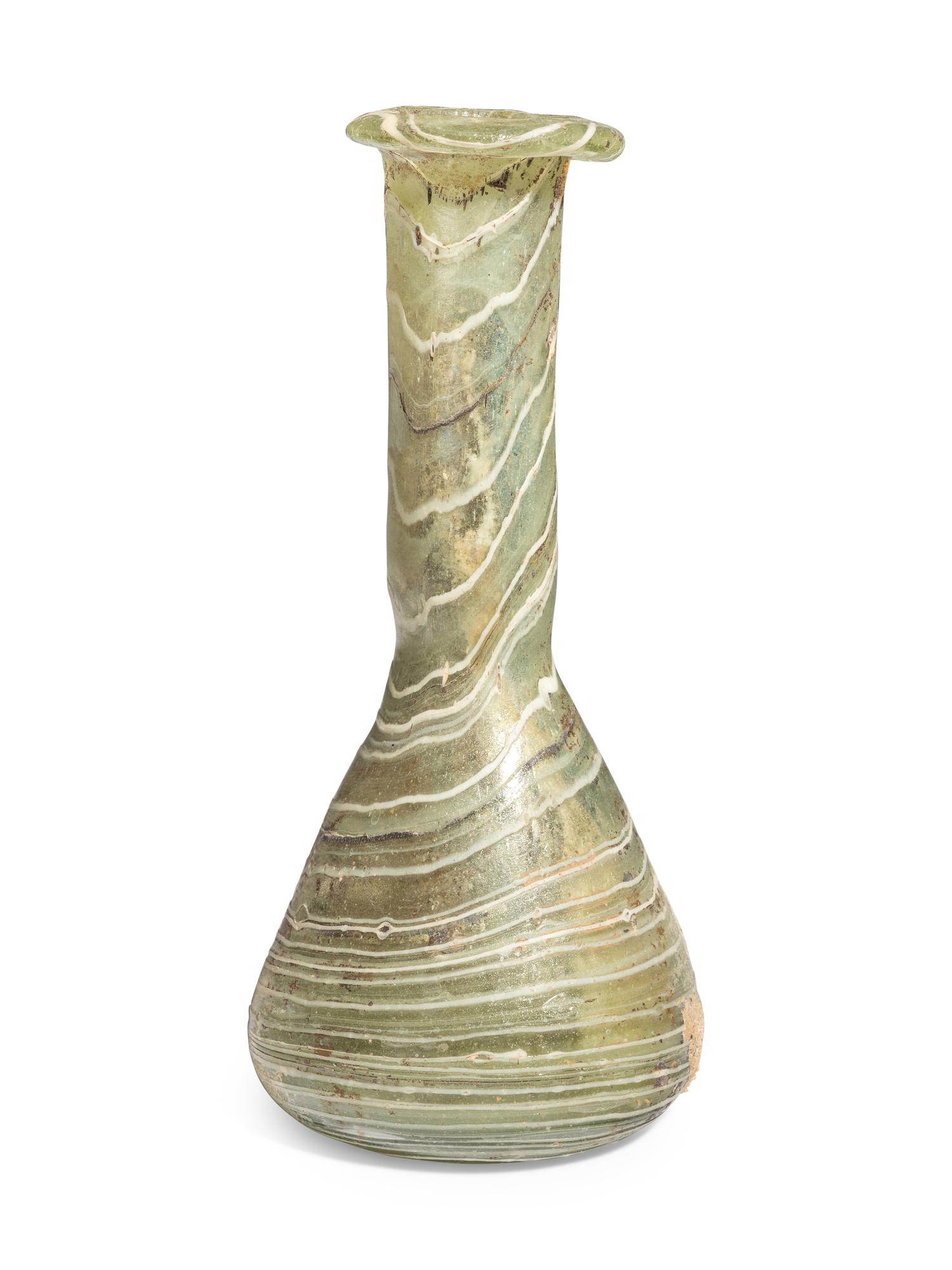 A Roman Marbled Blue Glass Bottle