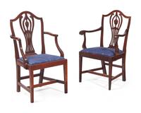 An assembled group of twelve Federal mahogany pedestal-back dining chairs, Massachusetts, circa 1790-1800