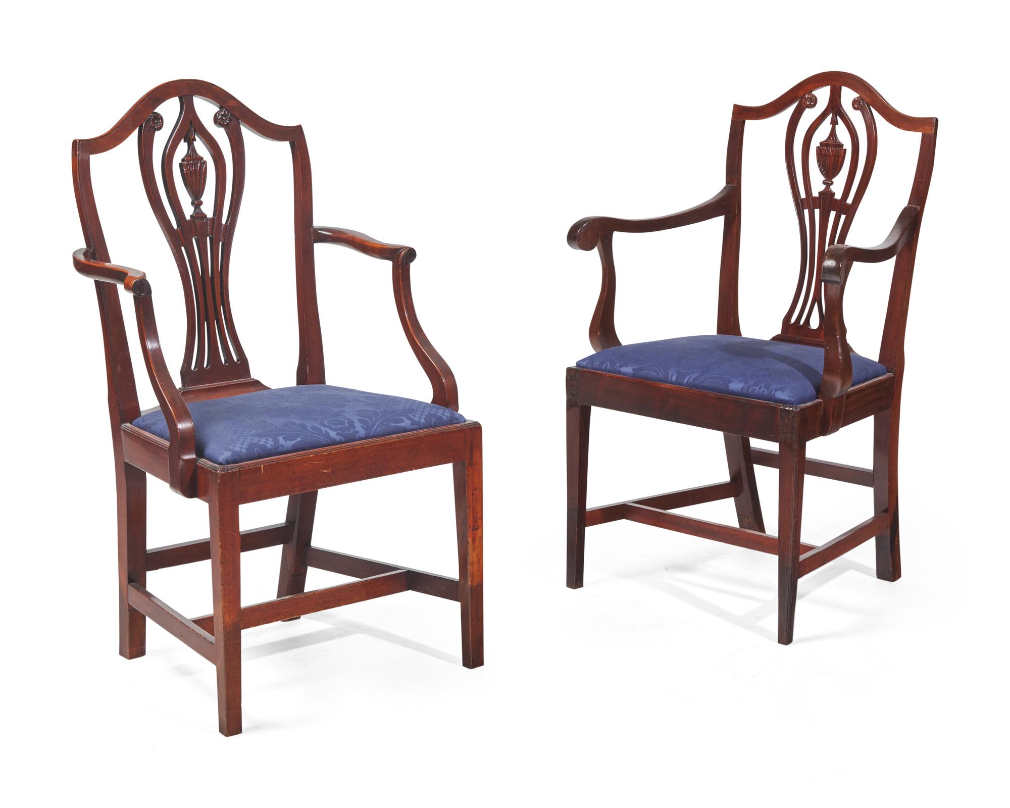 An assembled group of twelve Federal mahogany pedestal-back dining chairs, Massachusetts, circa 1790-1800