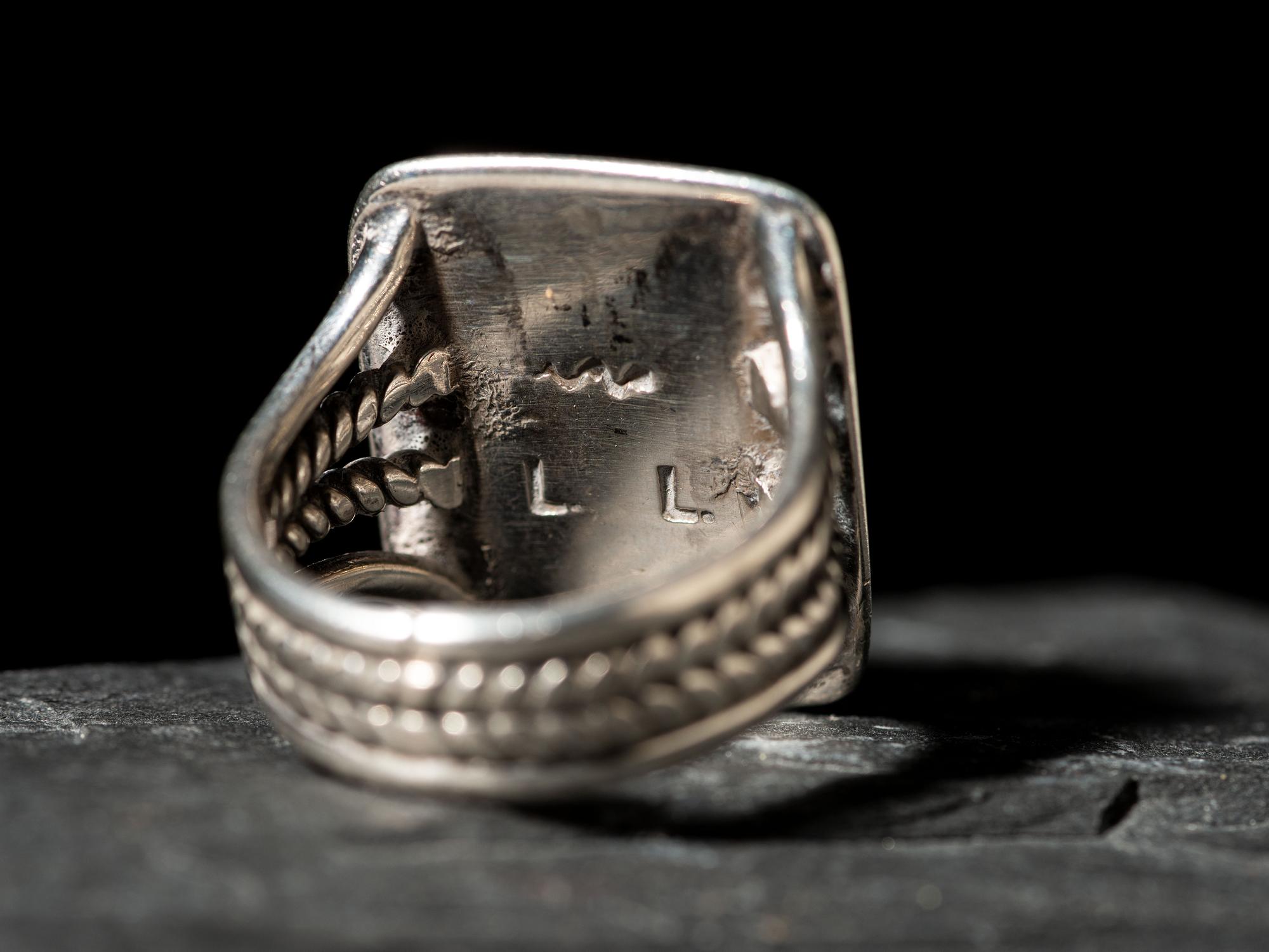 Silver and Blue Diamond Turquoise Ring