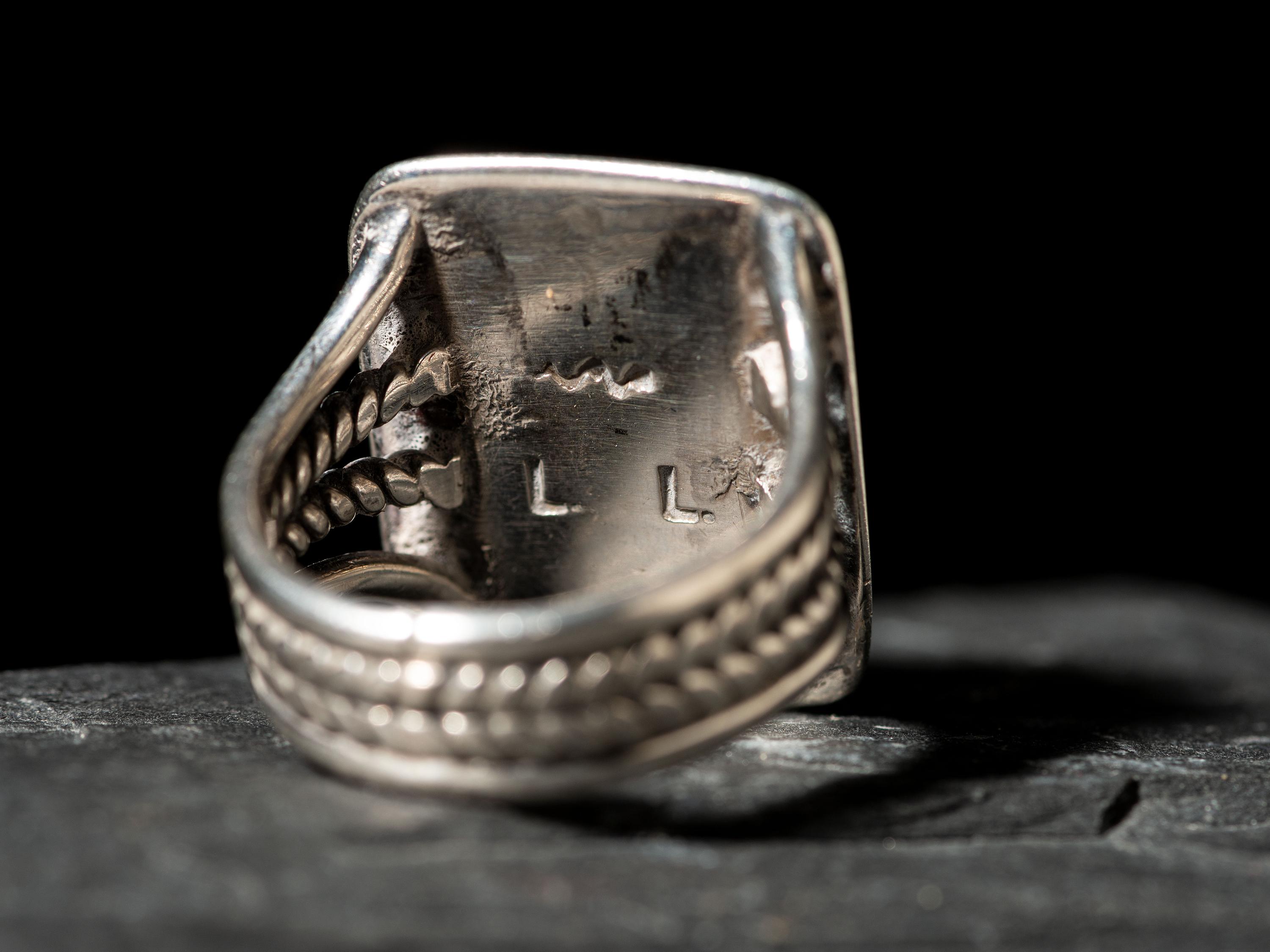 Silver and Blue Diamond Turquoise Ring