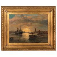 Robert Ernest Roe (British, 1851-1930) — Harbor Sunset