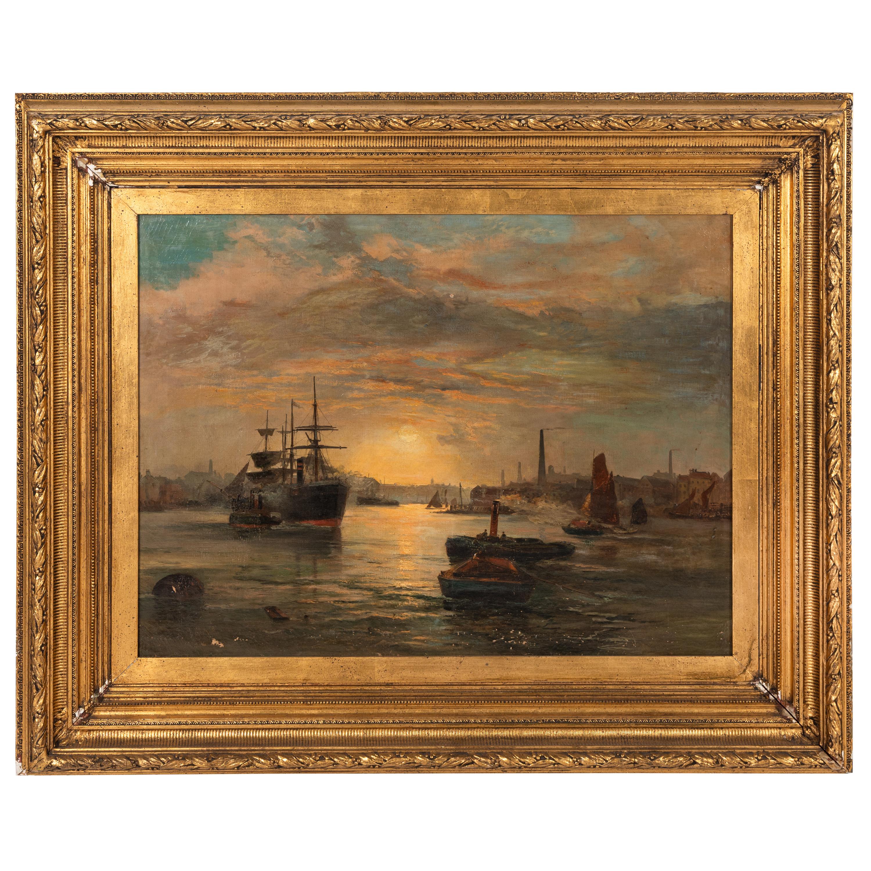 Robert Ernest Roe (British, 1851-1930) — Harbor Sunset
