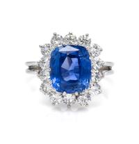 A Platinum, Burmese Sapphire and Diamond Ring, 4.00 dwts.