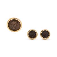 YELLOW GOLD AND ANCIENT ROMAN COIN SET