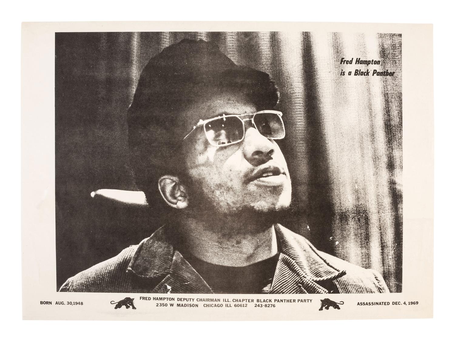 [BLACK PANTHERS]. Fred Hampton is a Black Panther . . . Assassinated Dec. 4, 1969 . Chicago, IL: Black Panther Party, ca 1971.