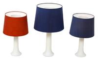 A Collection of Three Knoll Style White Ceramic Lamps Height of tallest without shade 18 1/2 inches. — 20TH CENTURY