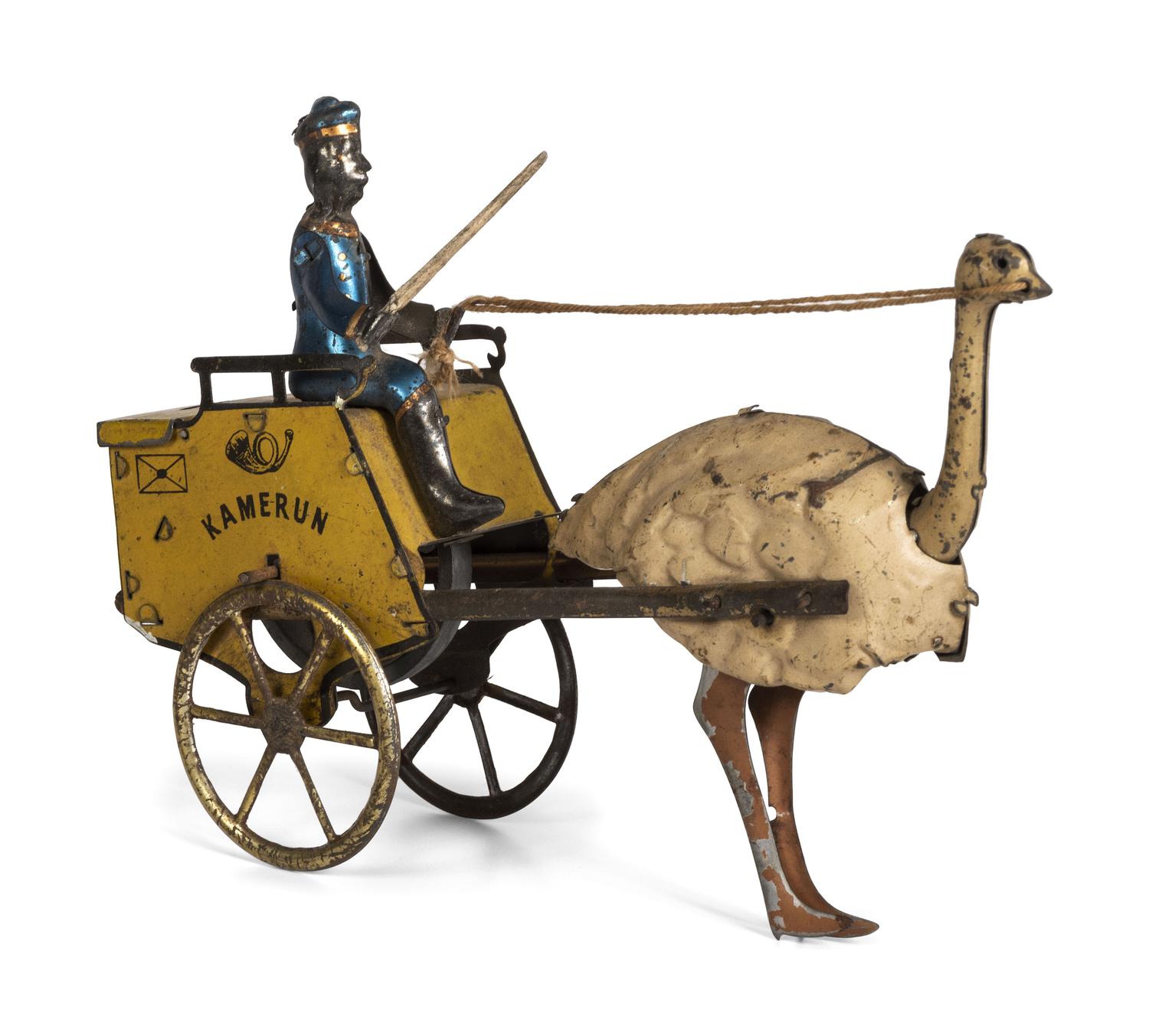 A Lehmann 'Kamerun' Tin Lithograph Ostrich Cart Toy