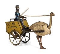 A Lehmann 'Kamerun' Tin Lithograph Ostrich Cart Toy