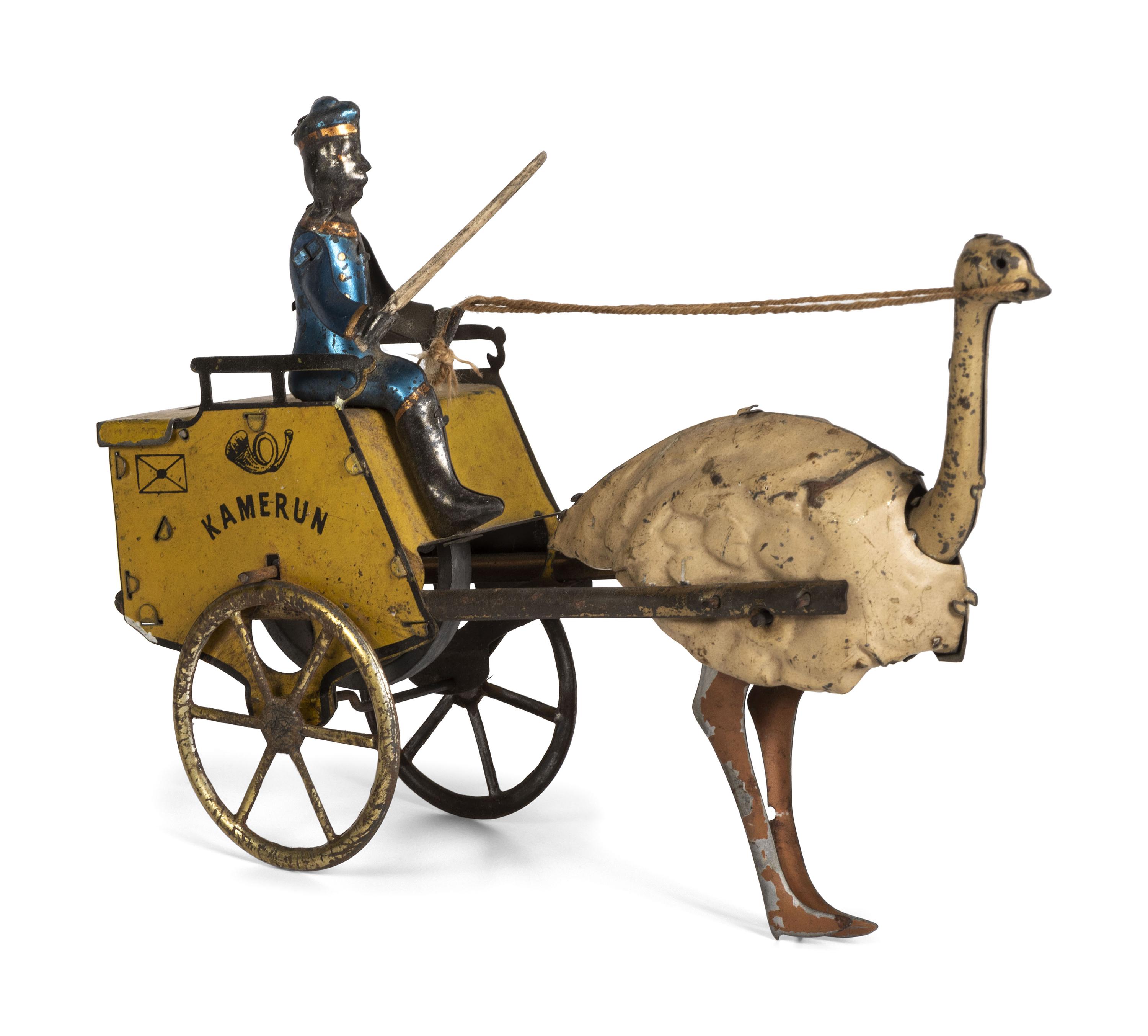 A Lehmann 'Kamerun' Tin Lithograph Ostrich Cart Toy