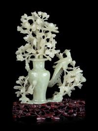 A Chinese Carved Celadon Jade Flower Vase