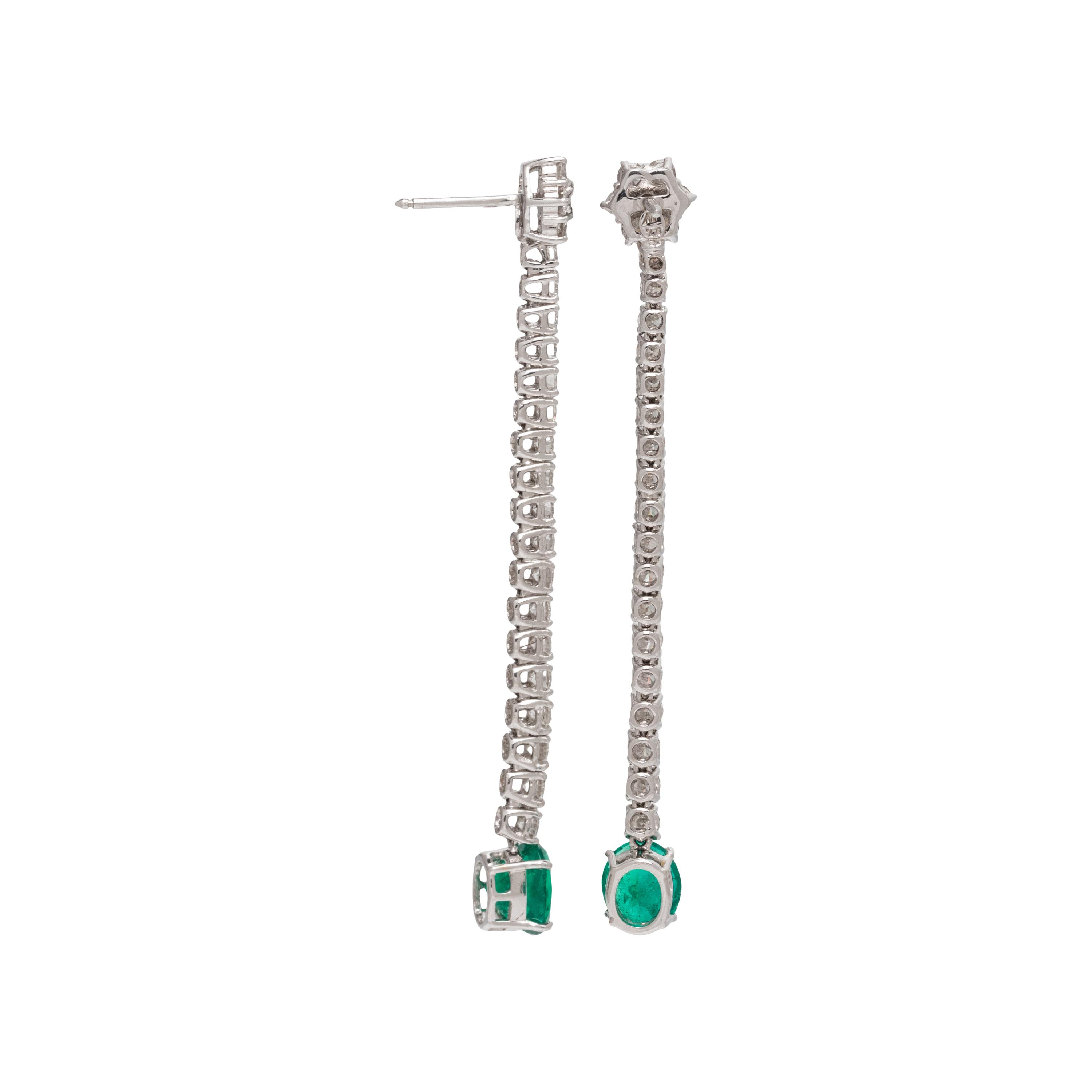 DIAMOND AND EMERALD DROP EARRINGS