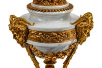A Pair of Louis XV Style Gilt Bronze and Marble Seven-Light Candelabra