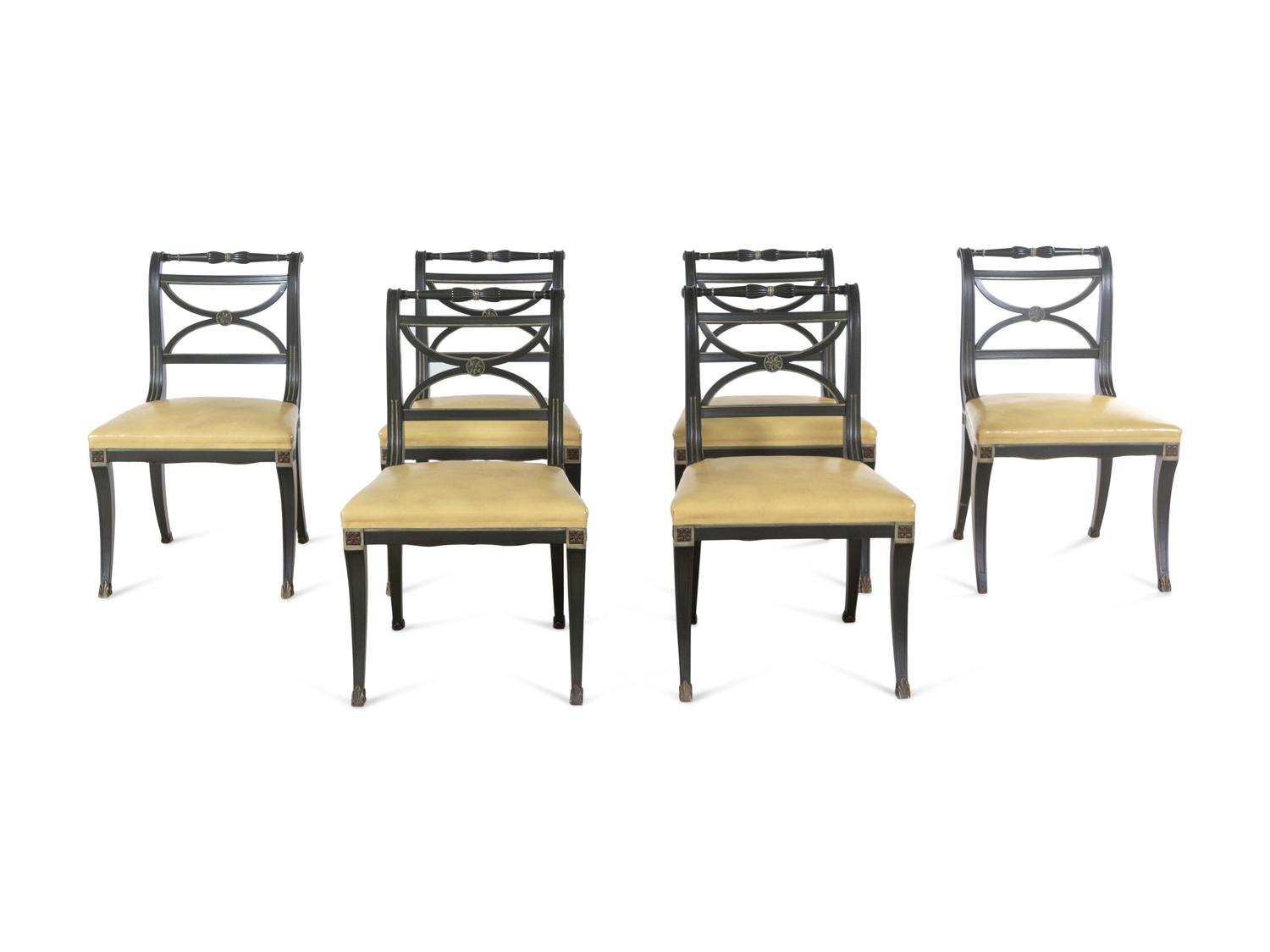 A Set of Six Regency Style Painted Side Chairs