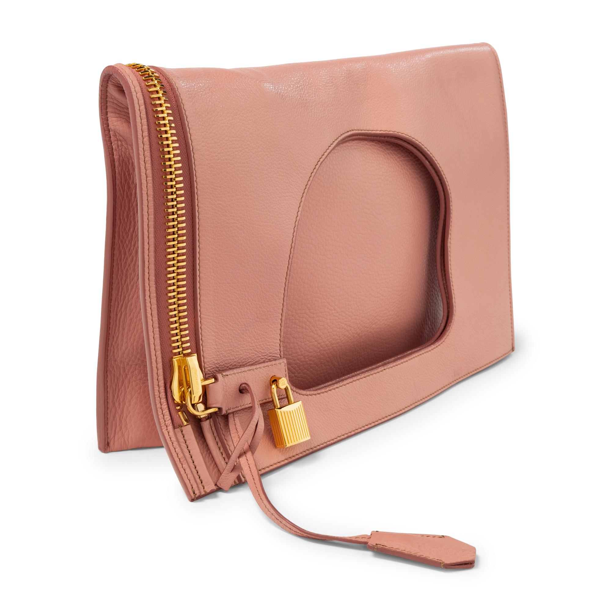 TOM FORD, PINK LEATHER CONVERTIBLE TOTE