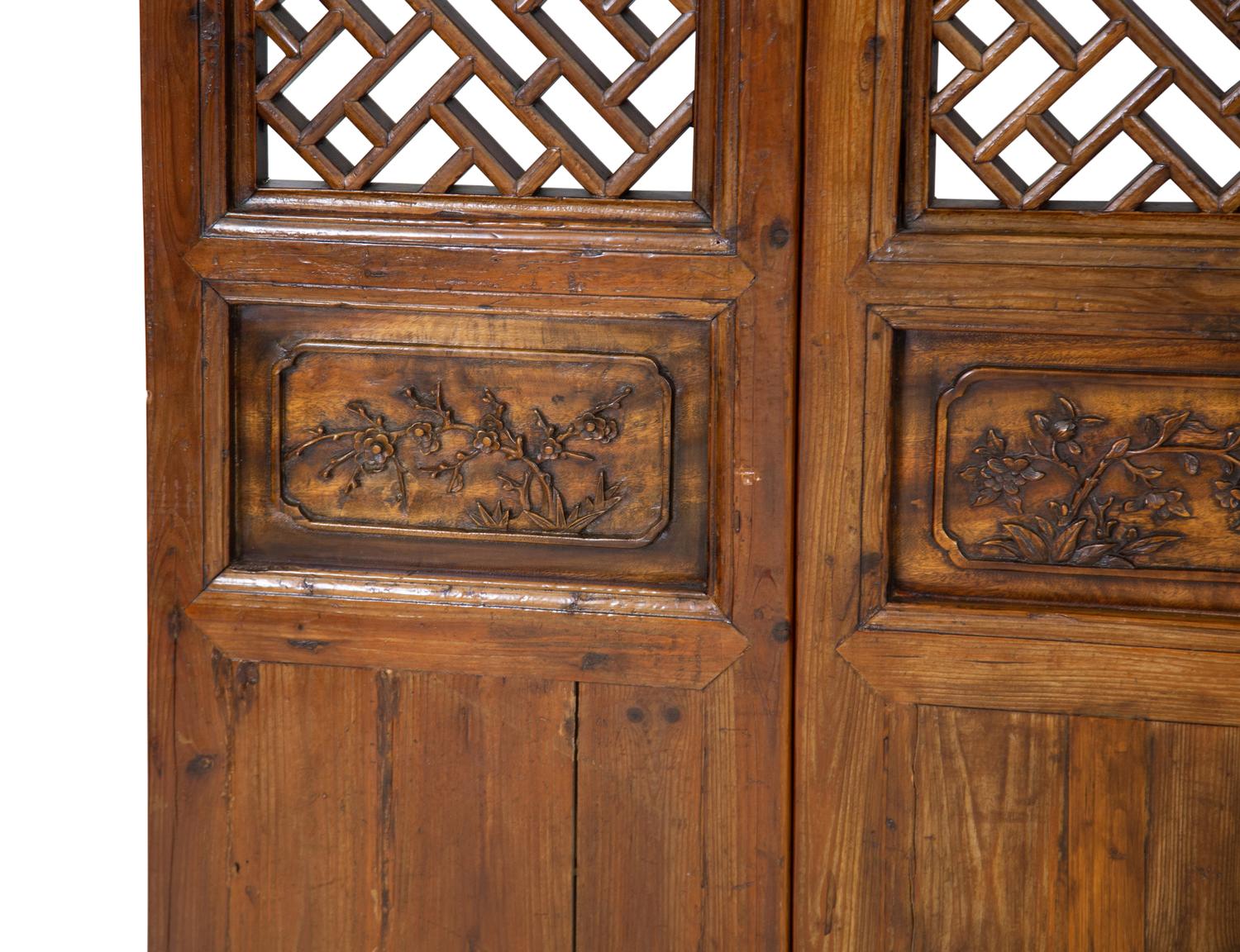 A Chinese Pierce Carved Hardwood Four Panel Screen