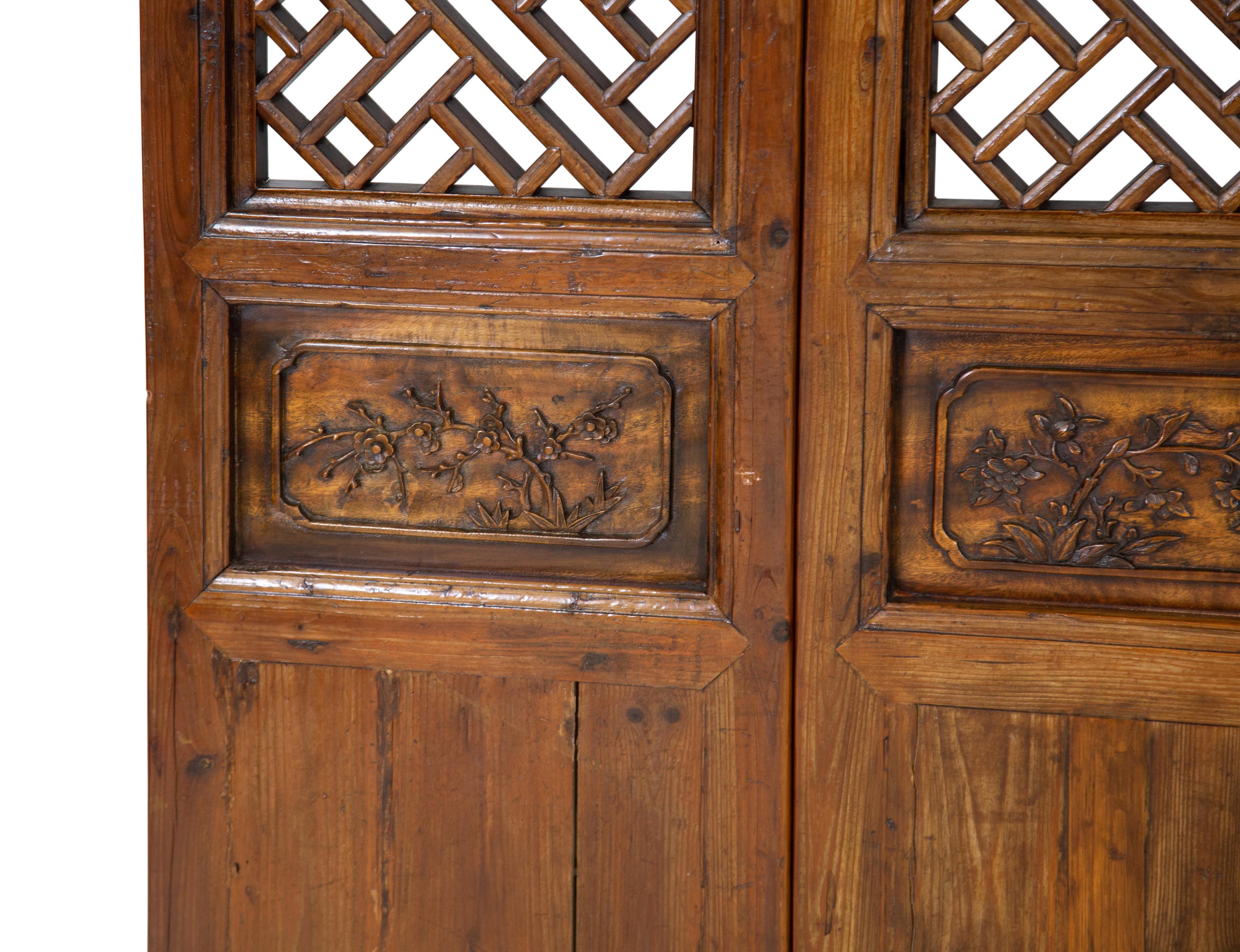 A Chinese Pierce Carved Hardwood Four Panel Screen