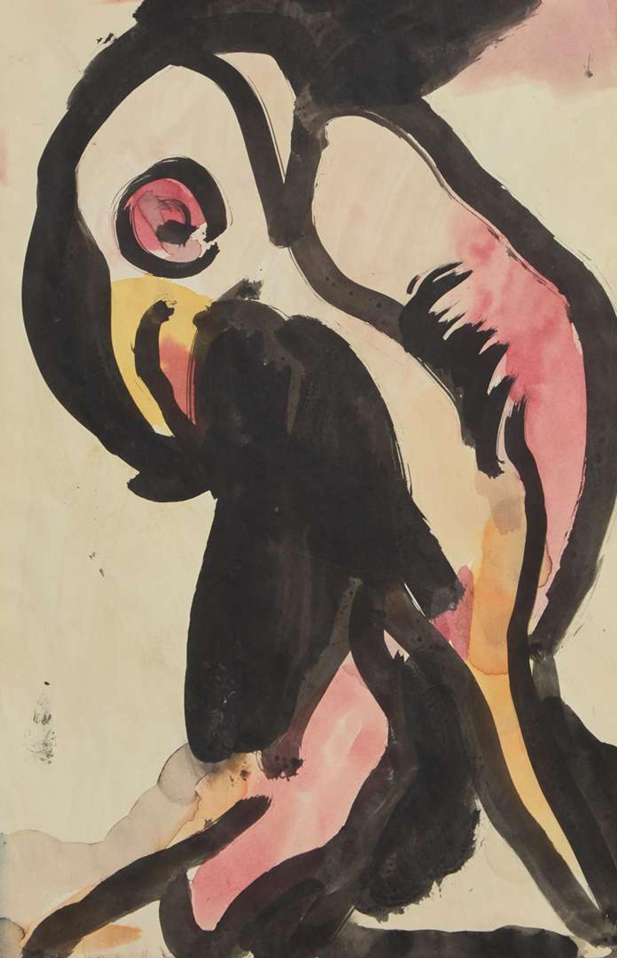Georges Rouault (French, 1871-1958) - Perroquet (Projet Pour un Bestiaire); With Homme Debout verso (A Double-Sided Work)