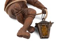A Black Forest Carved Mountaineer Pendant Light
