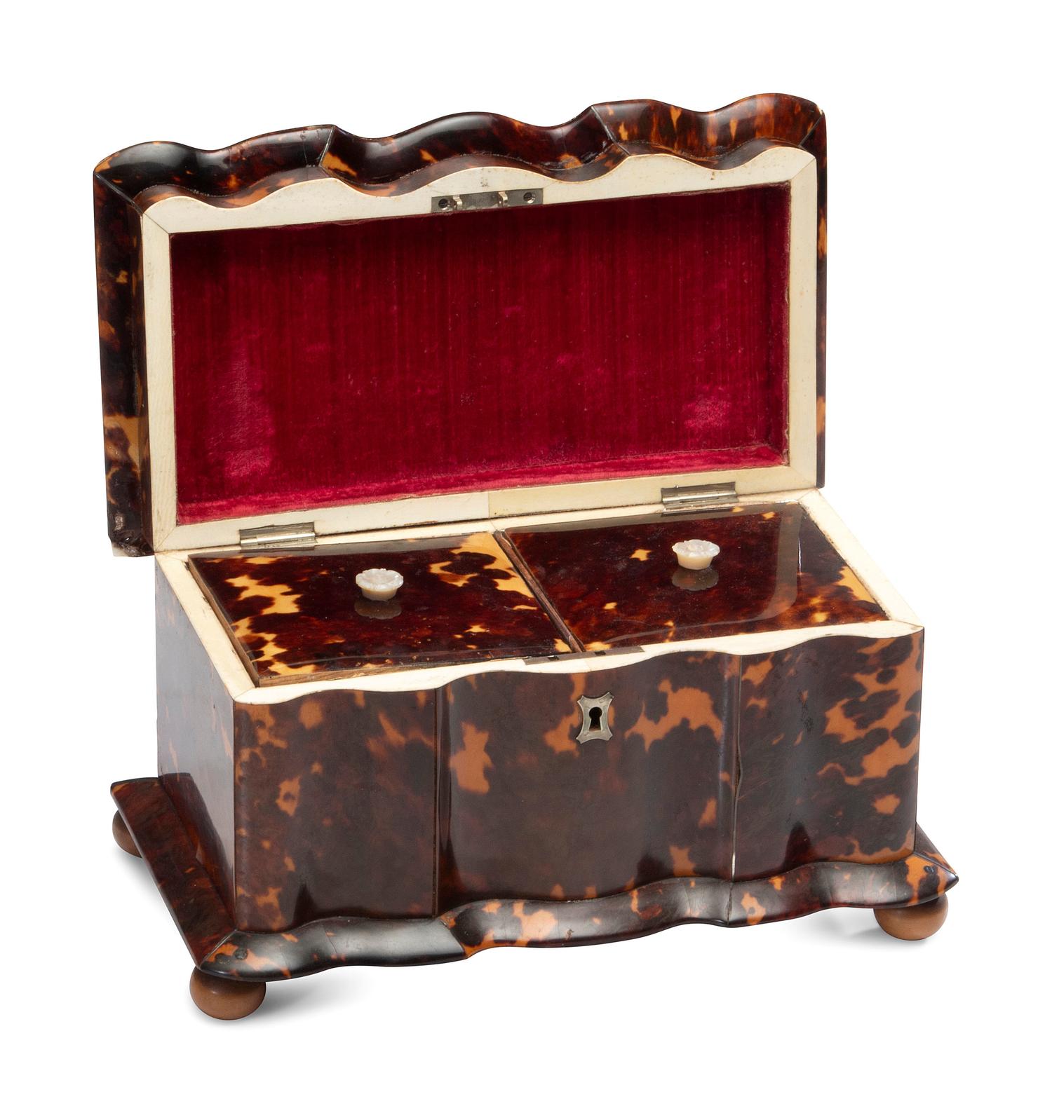 A Regency Tortoiseshell Tea Caddy