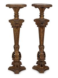 A Pair of Italian Giltwood Pedestals