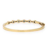 Synthetic Sapphire, Diamond, and Yellow Gold Bangle Bracelet