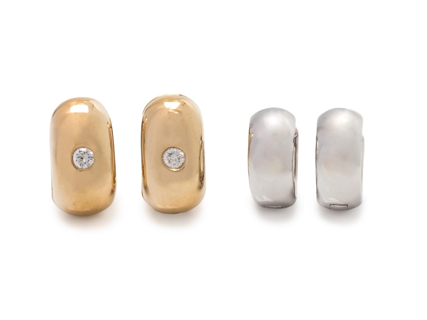 COLLECTION OF GOLD HUGGIE EARRINGS