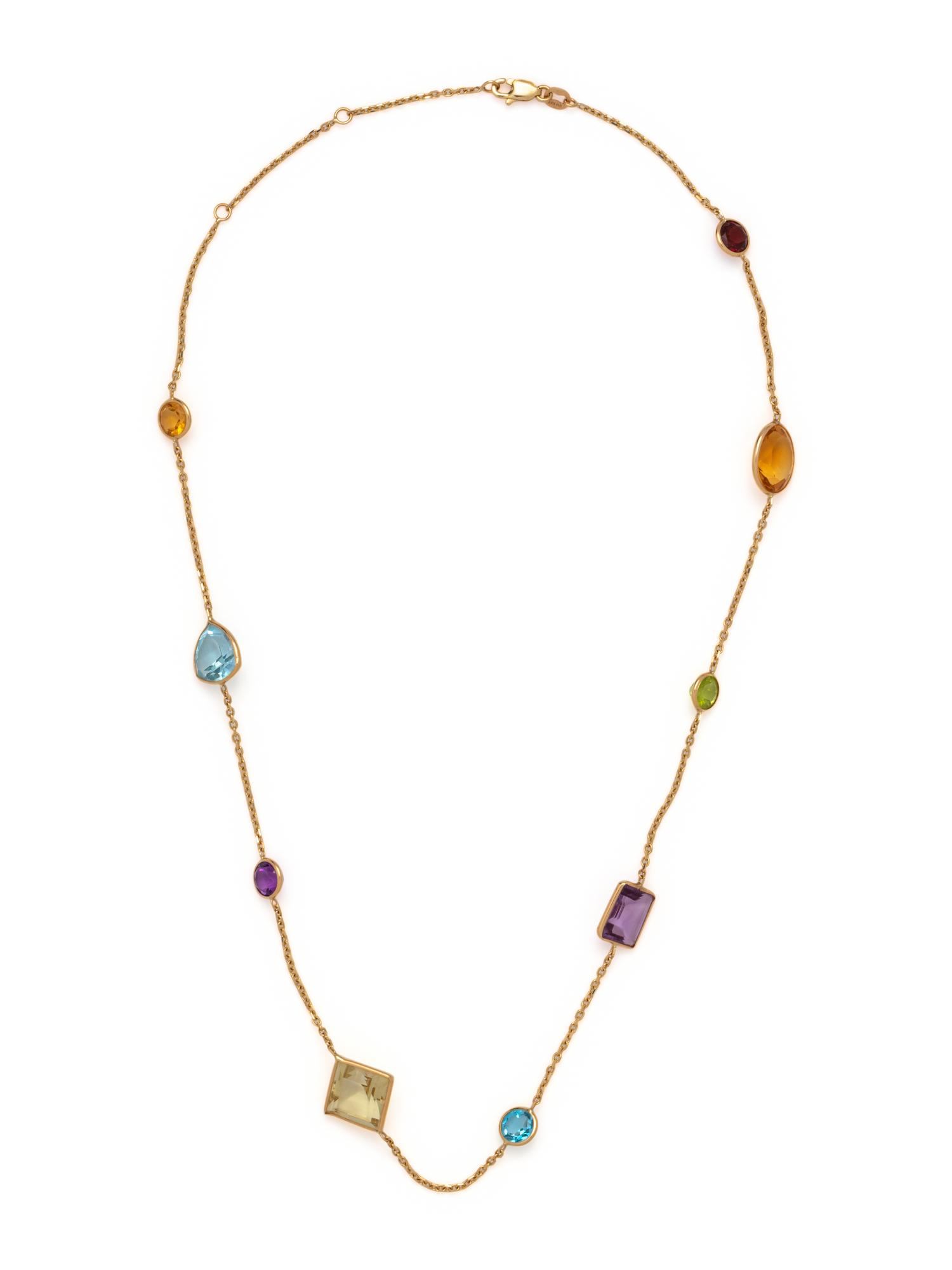 YELLOW GOLD AND MULTIGEM NECKLACE