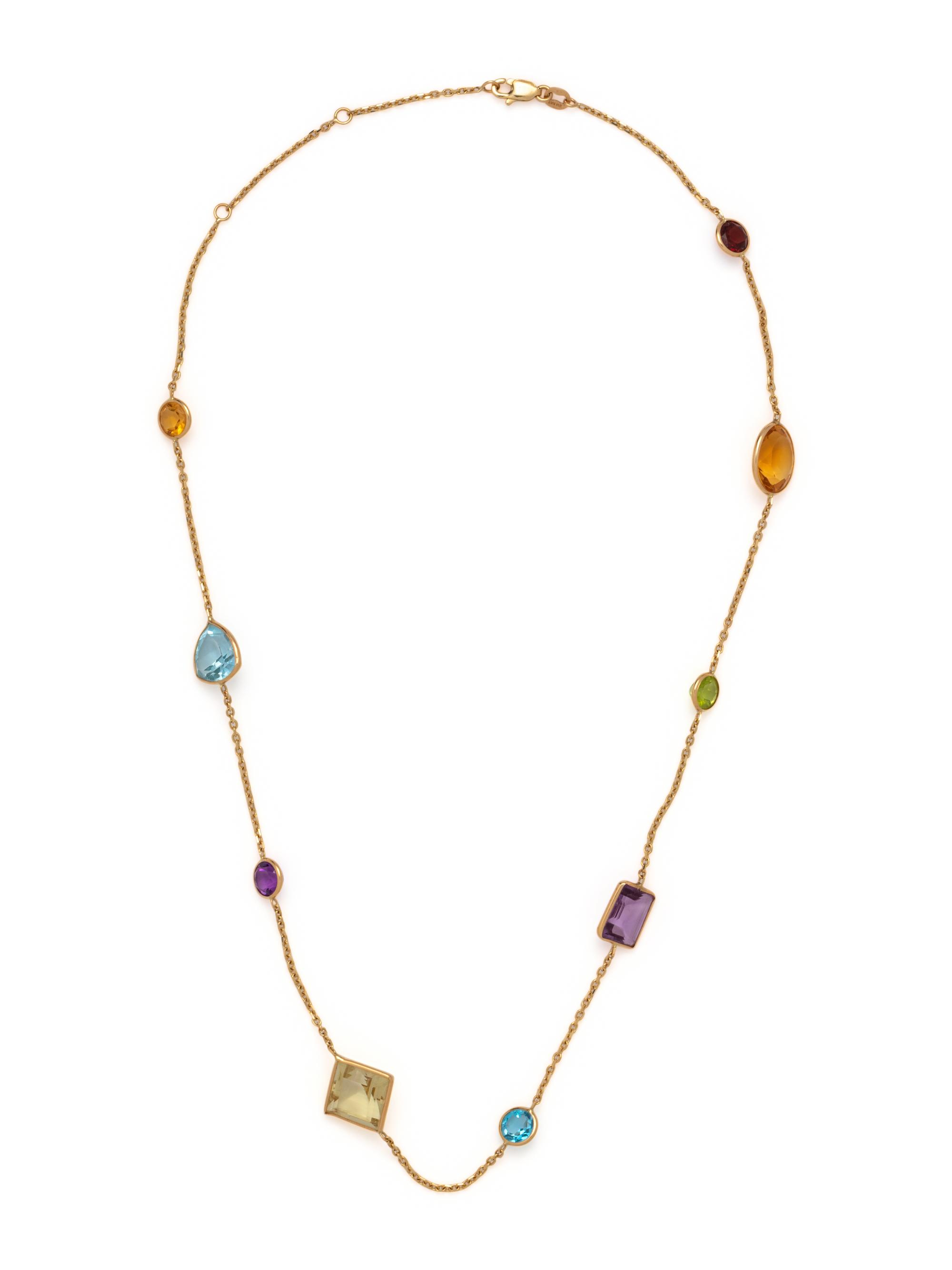 YELLOW GOLD AND MULTIGEM NECKLACE